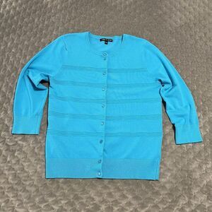 Womens Cable‎ & Gauge Blue Cardigan Sweater Size Large
